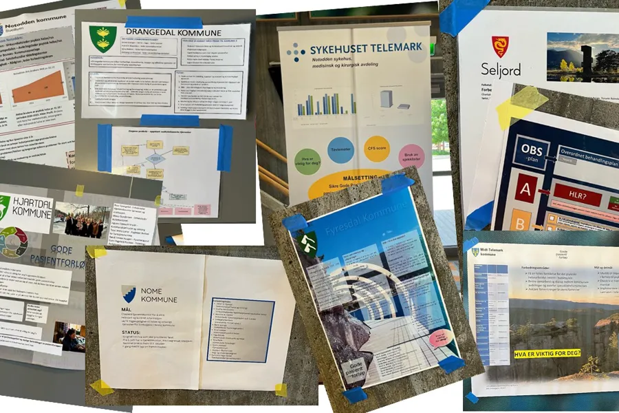 En collage av forskjellig informasjonsmateriell fra kommunene i Telemark