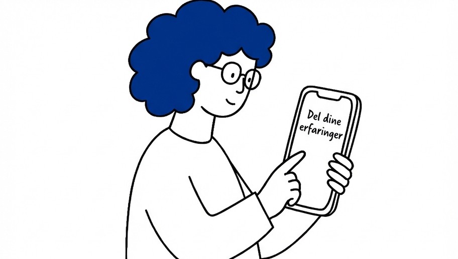 Illustrasjon av en person som har fått SMS på mobiltelefonen sin