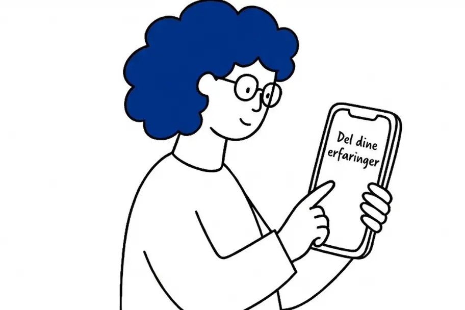 Illustrasjon av en person som har fått SMS på mobiltelefonen sin