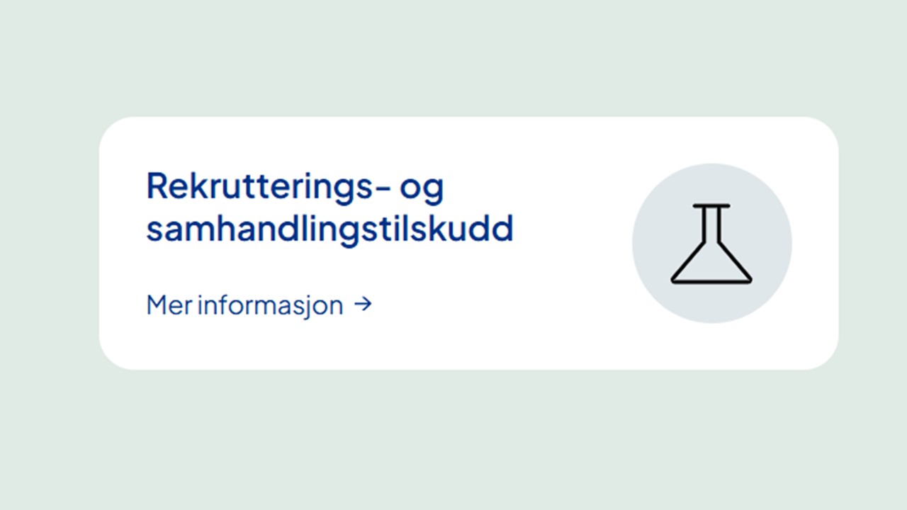 Skjermbilde av nettsideknappen, som viser til rekrutterings- og samhandlingstilskudd i Helsefellesskapet