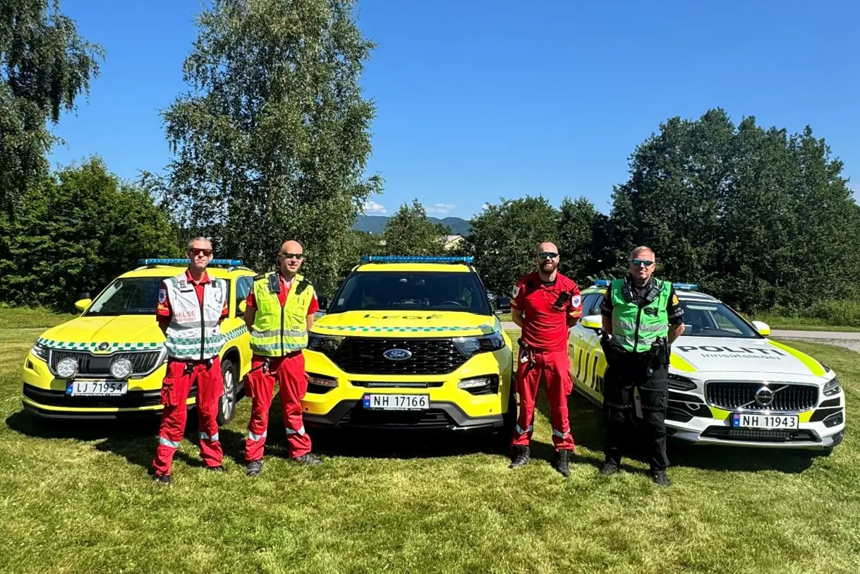 Bjørn Andre Halvorsen (Innsatsleder Helse), Erlend Berge, Håkon Staff (crew på legebil) og Øyvind Larsen (Innsatsleder politi).