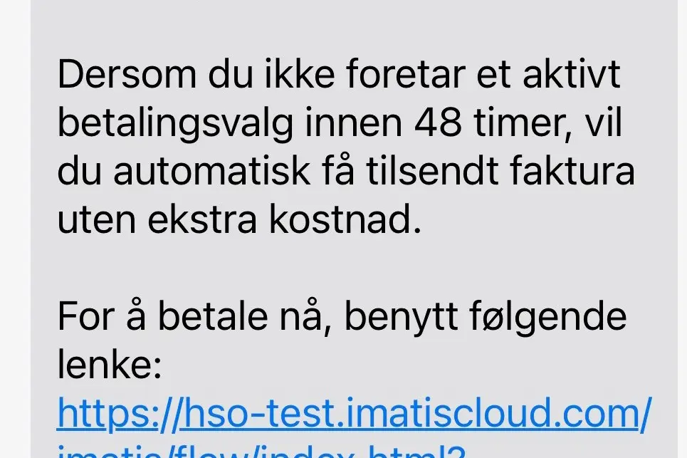 Skjermdump av digital innsjekking